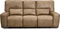 Zero Gravity Saddle Brown Leather Power Triple Reclining Sofa