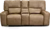 Clearance Zero Gravity Saddle Brown Leather Power Reclining Loveseat with Console