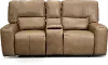 Clearance Zero Gravity Saddle Brown Leather Power Reclining Loveseat with Console