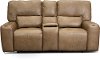 Saddle Brown Leather Power Reclining Loveseat with Console - Zero Gravity