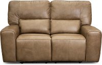 Saddle Brown Leather Power Reclining Love Seat - Zero Gravity
