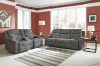 Pewter Gray Power Reclining Console Loveseat - Beacon-6