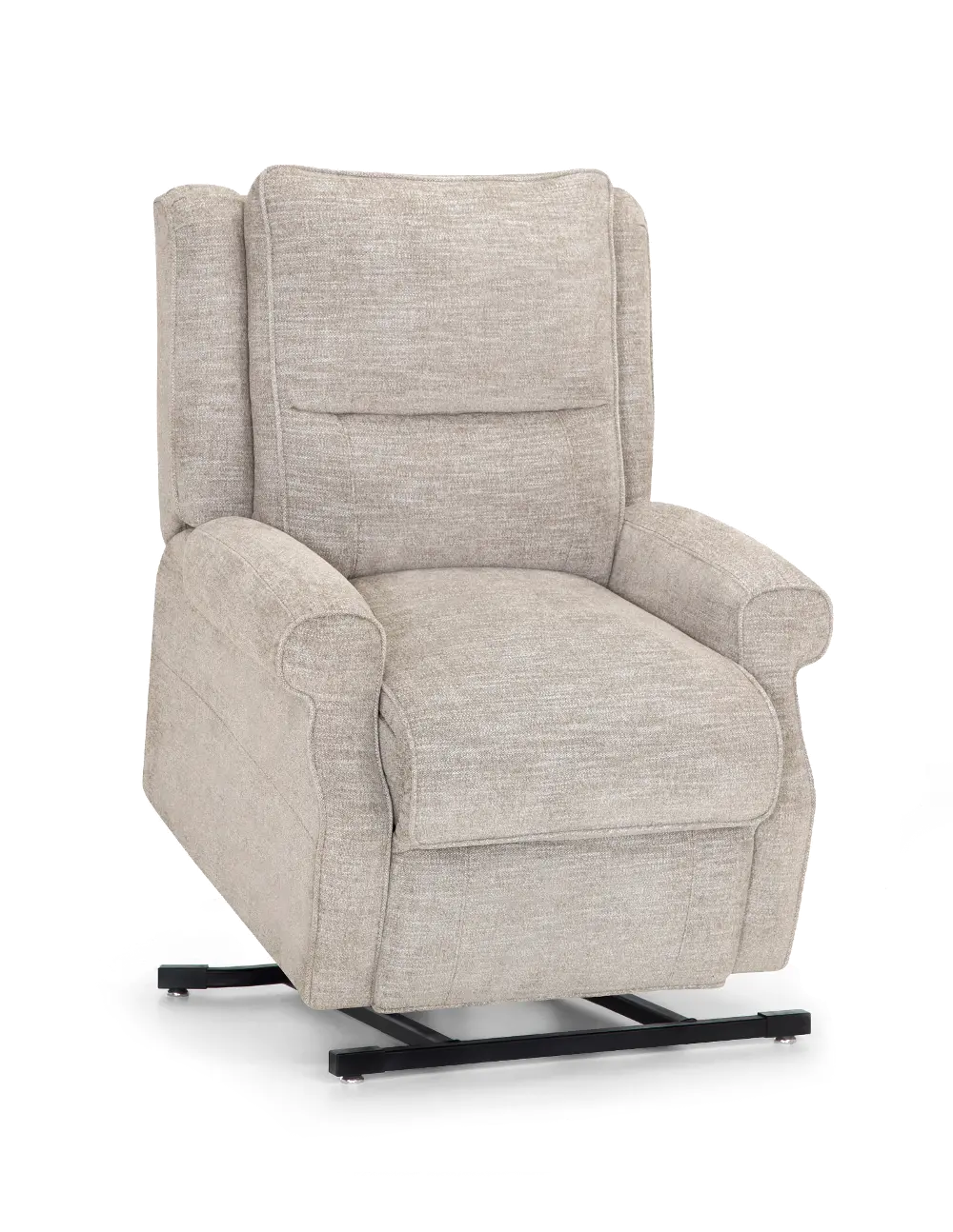 Charles Linen White Heat and Massage Reclining Lift Chair-1