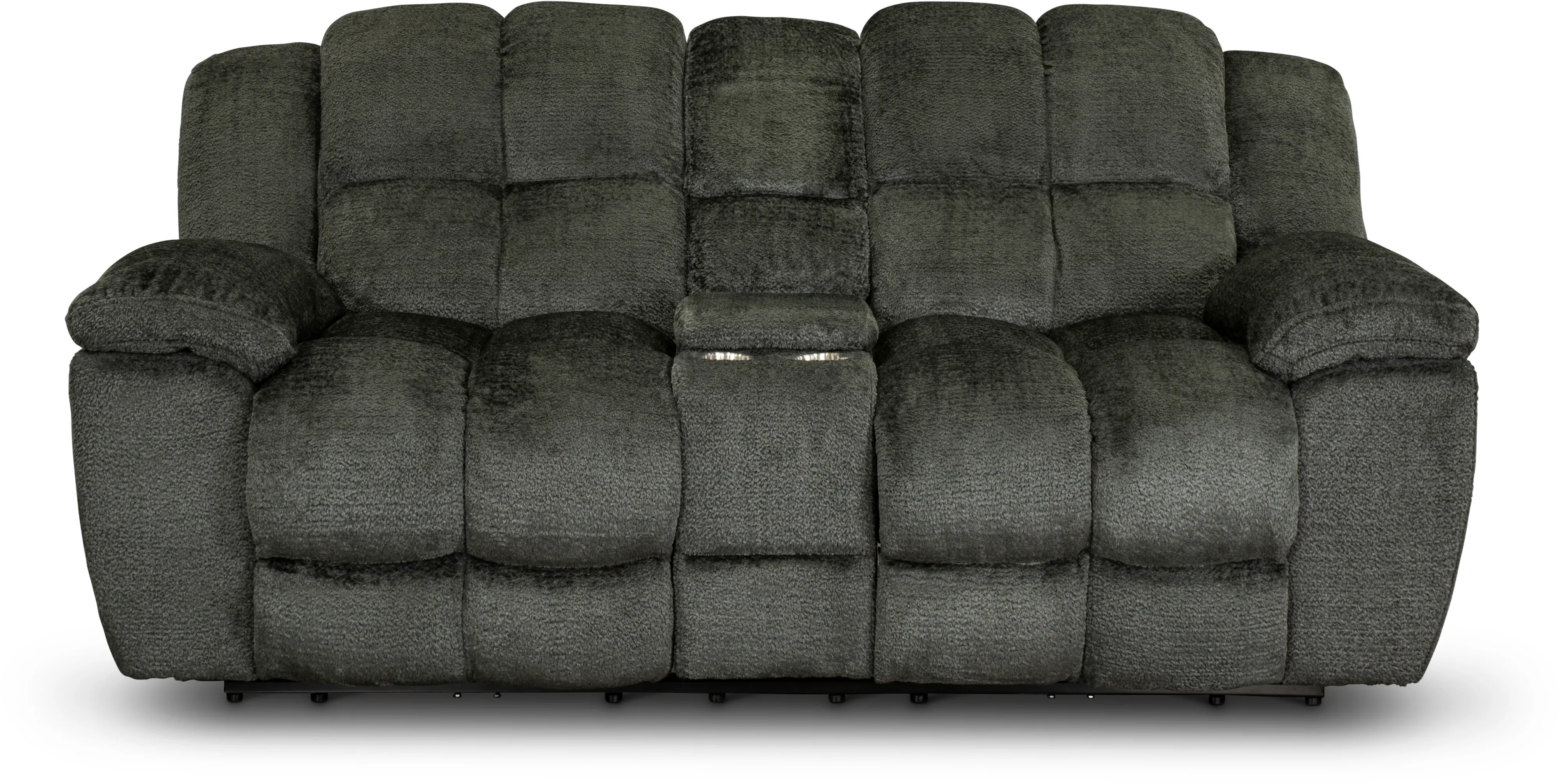 Elton Platinum Gray Power Reclining Love Seat with Console-1