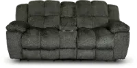 Elton Platinum Gray Power Reclining Love Seat with Console