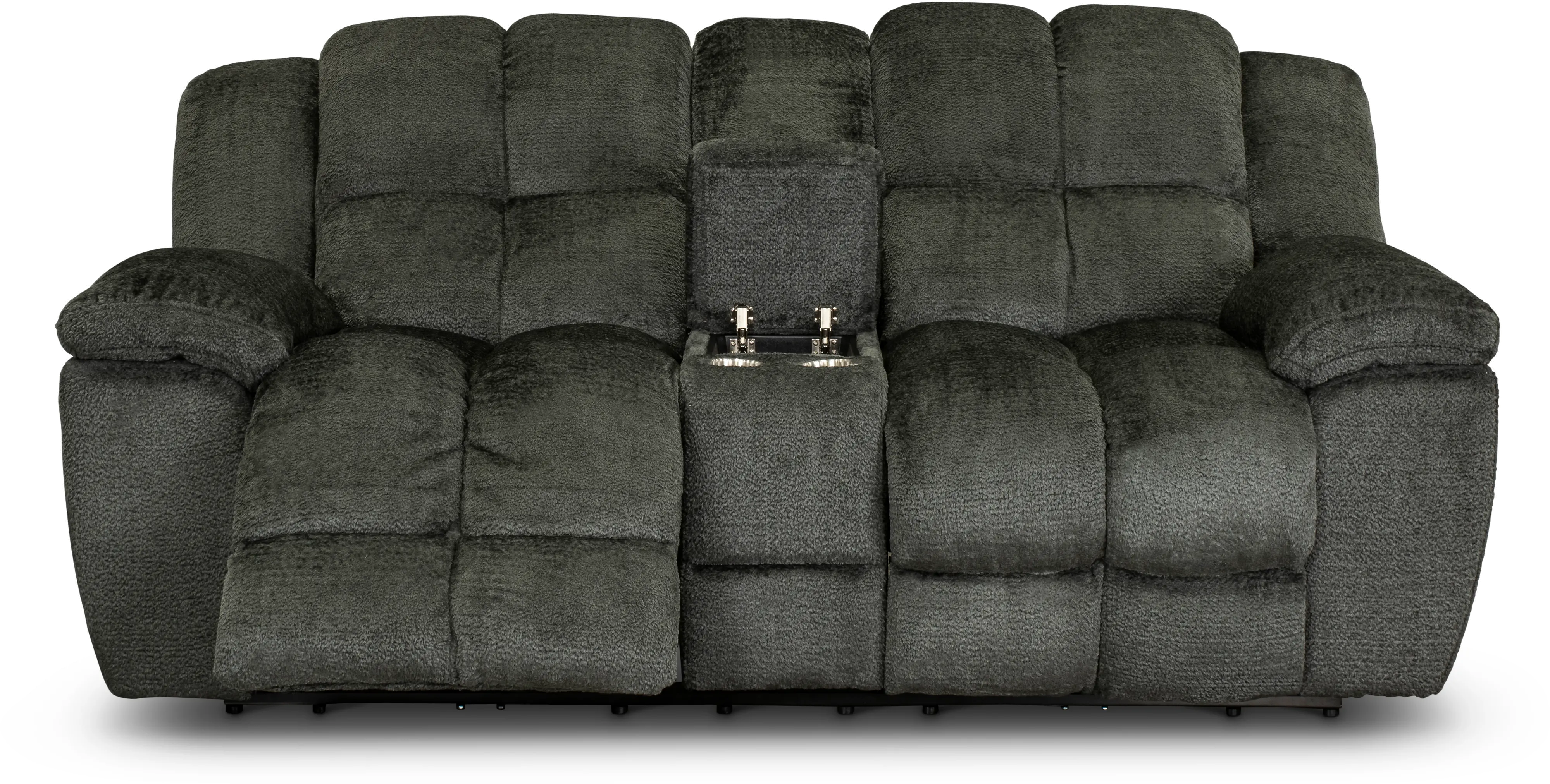 Elton Platinum Gray Power Reclining Love Seat with Console-2
