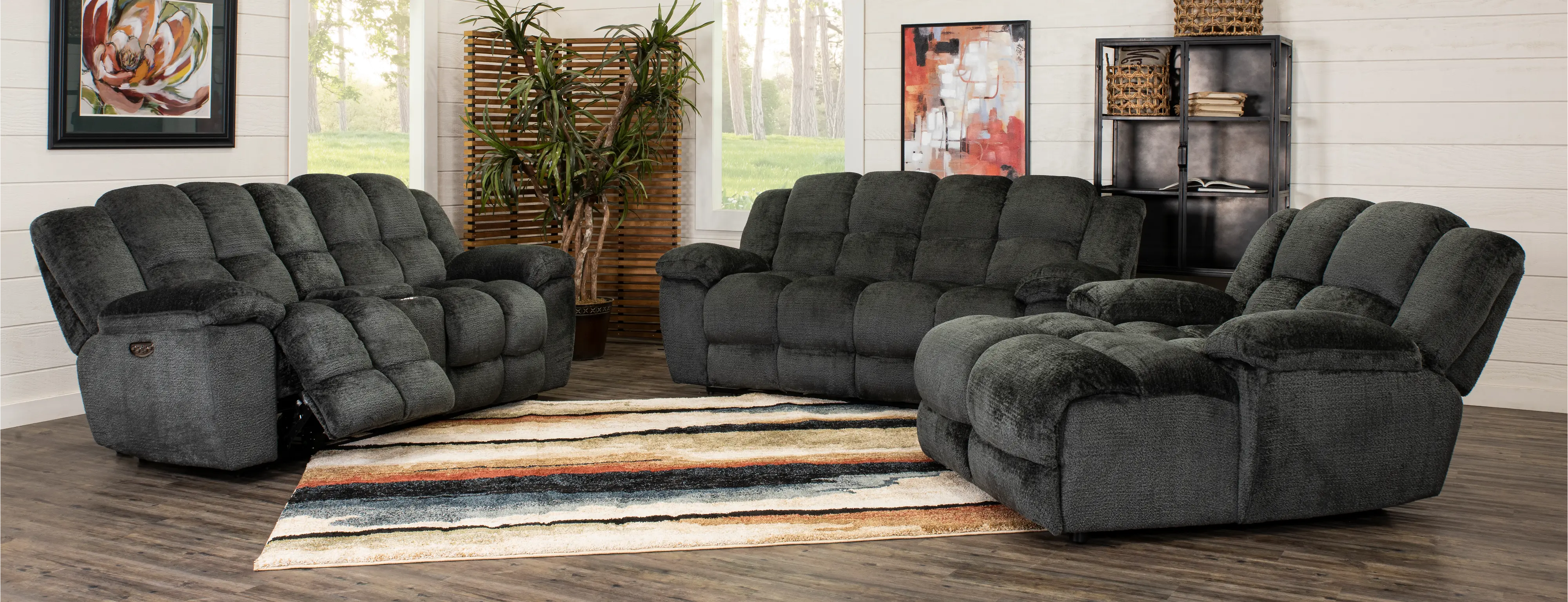 Elton Platinum Gray Power Reclining Love Seat with Console-3