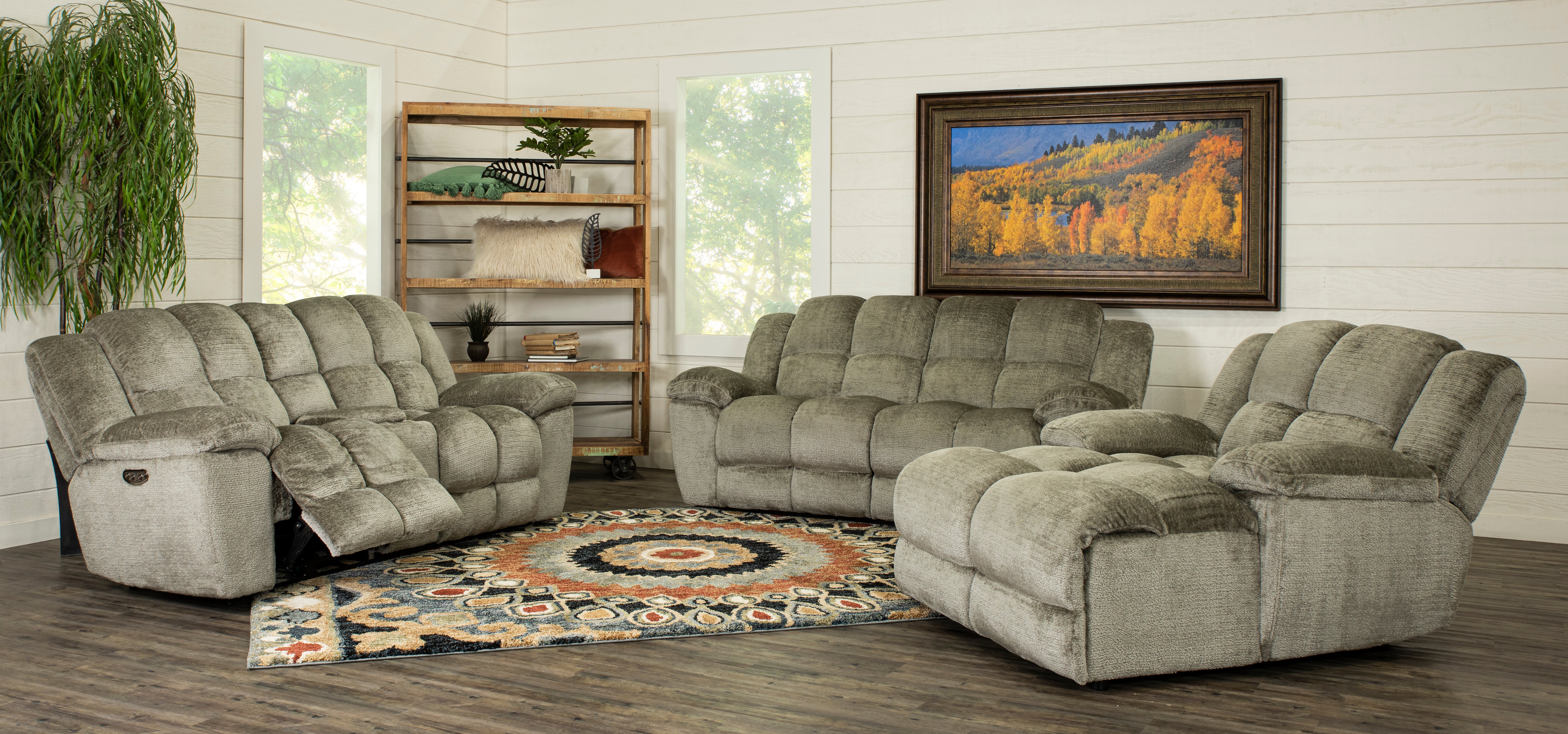 Elton Dove Gray Power Reclining Love Seat with Console-5