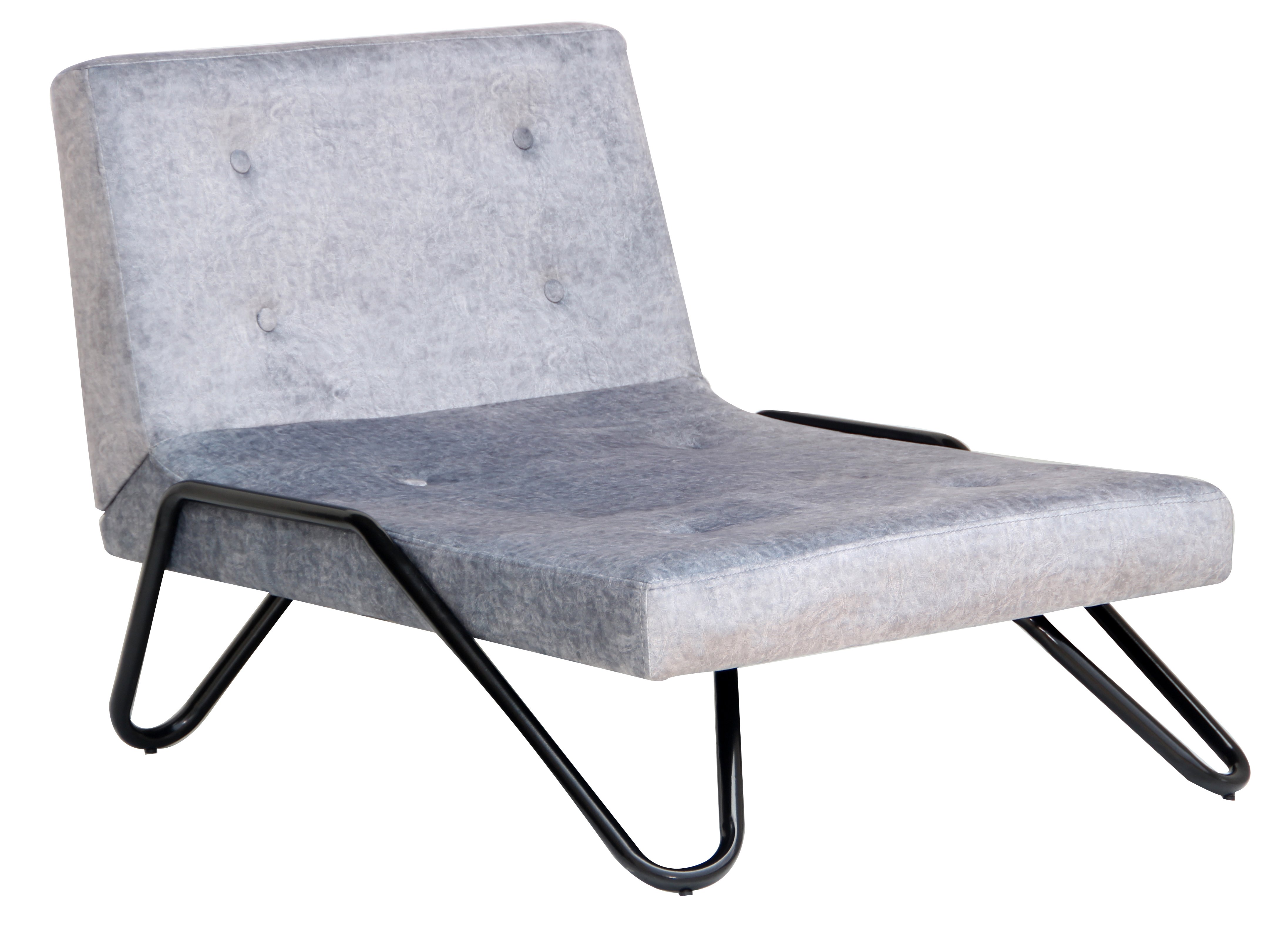 Gray Faux Leather Flip Out Lounge Chair-1
