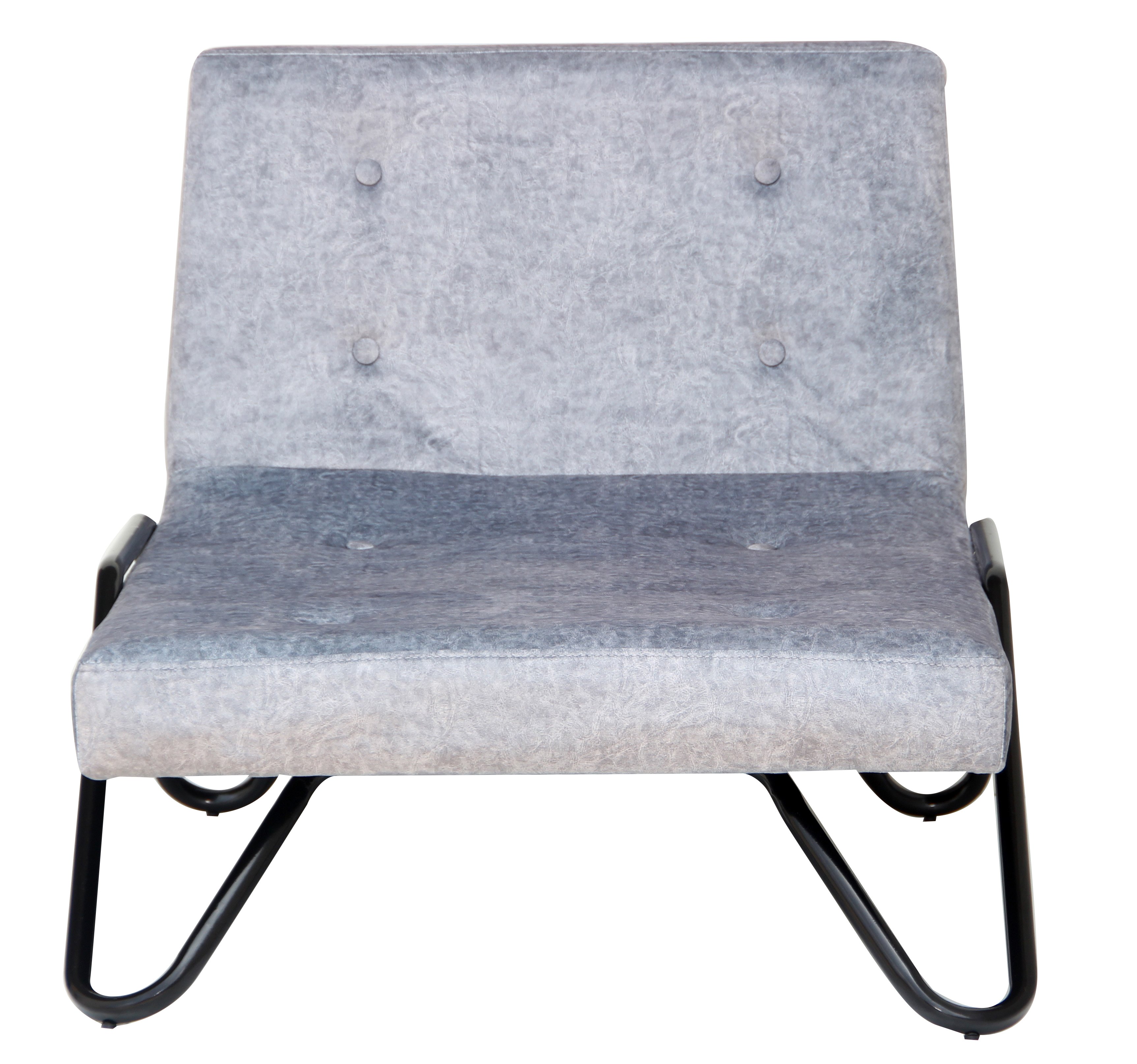 Gray Faux Leather Flip Out Lounge Chair-2
