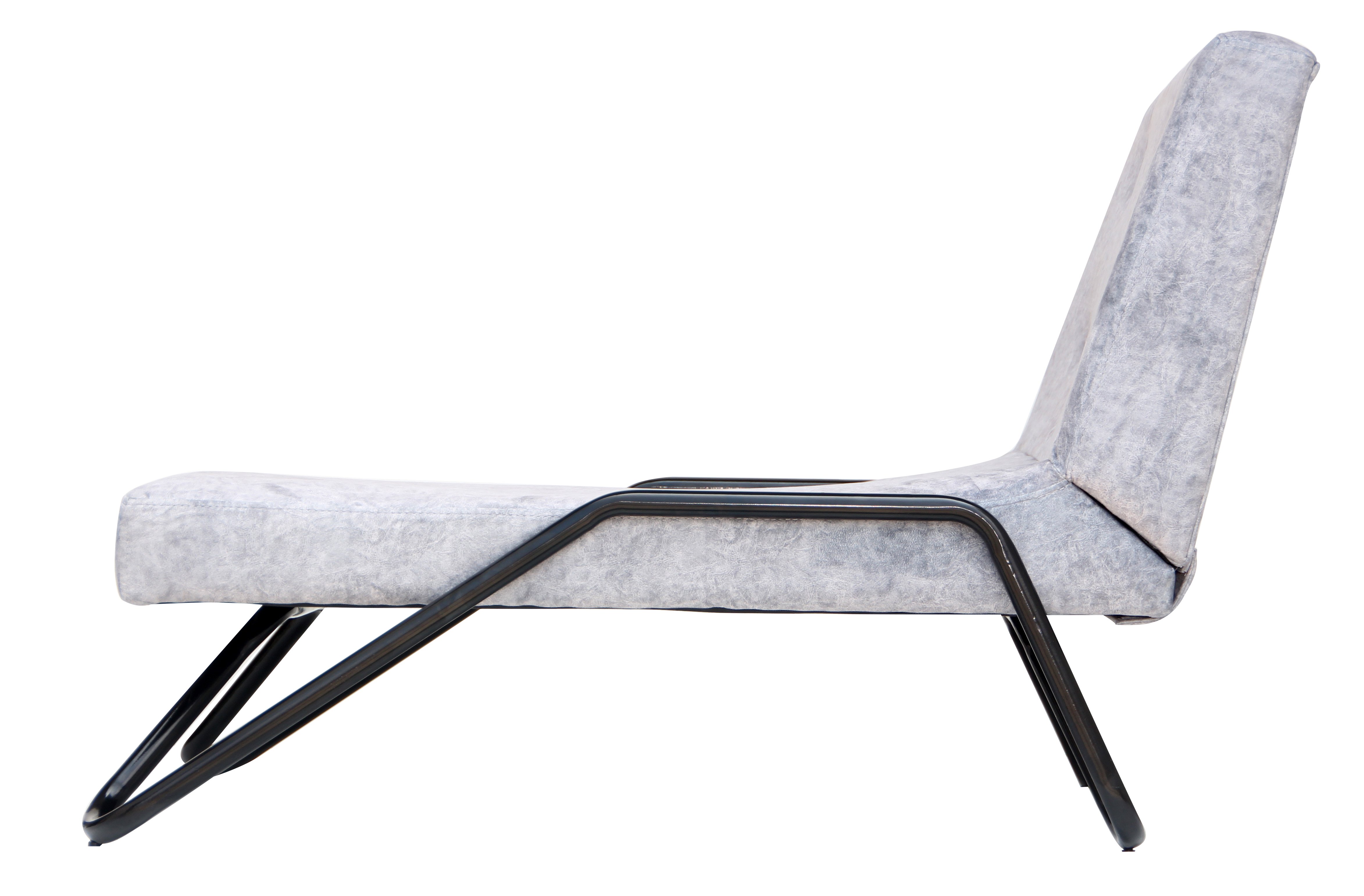Gray Faux Leather Flip Out Lounge Chair-3