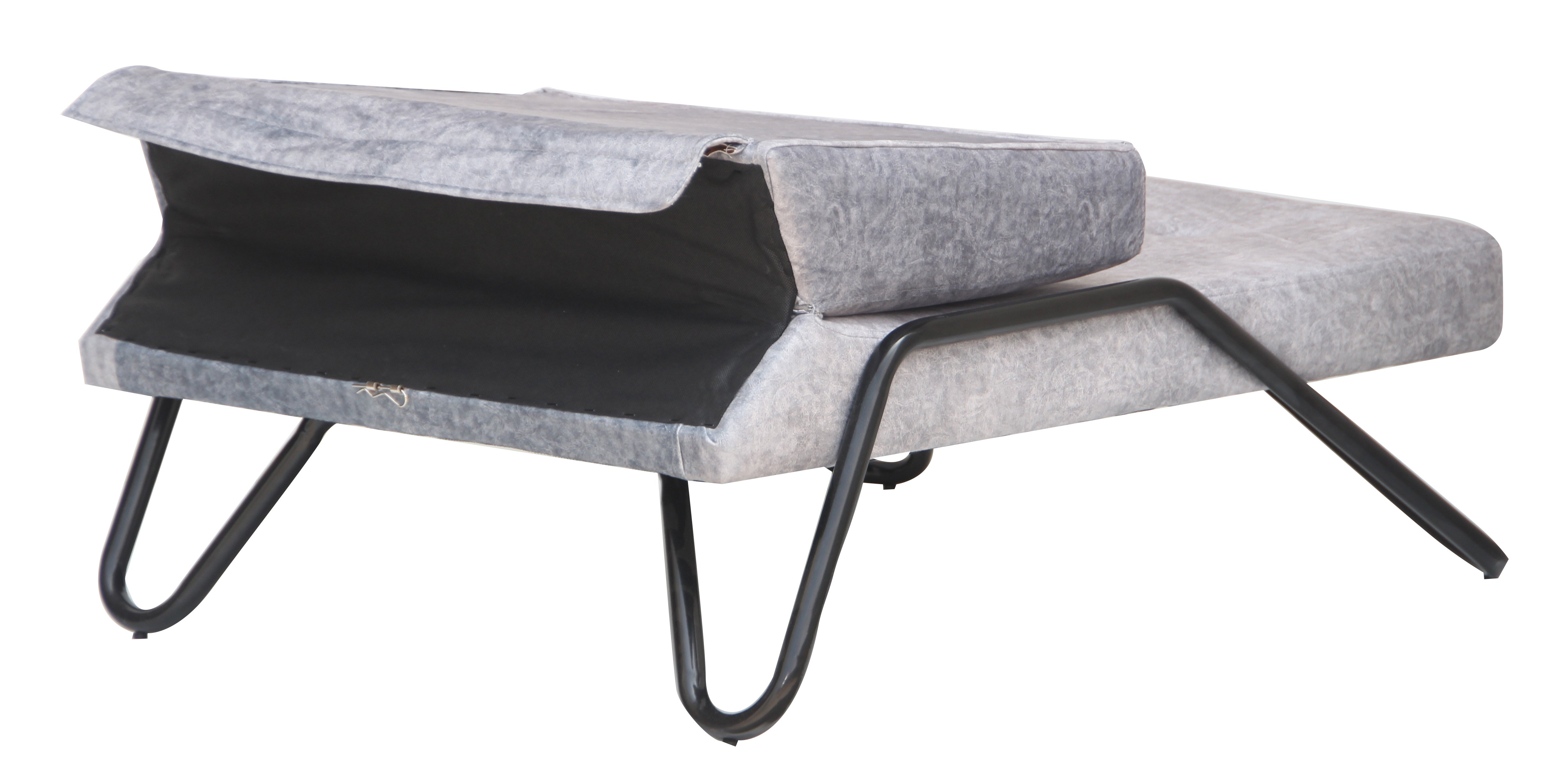 Gray Faux Leather Flip Out Lounge Chair-4