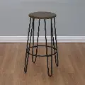 Black Metal and Wood Bar Stool - Quinn
