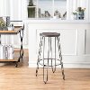 Silver Metal and Wood Bar Stool - Quinn