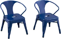 Kids Navy Blue Metal Activity Chairs - Set of 2