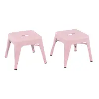 Kids Blush Pink Metal Stools - Set of 2