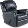 Ocean Blue Leather-Match Swivel Glider Recliner - Nadi