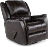 Walnut Leather-Match Swivel Glider Recliner - Nadi