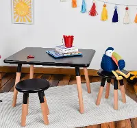 Dipped Black Kids Table and Stool Set