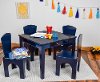 Navy Kid's Table and Stool Set with Storage Bucket