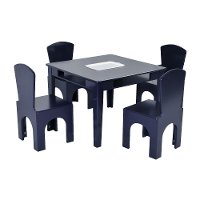 Navy Kid's Table and Stool Set with Storage Bucket-2