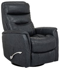 Slate Gray Leather-Match Swivel Glider Recliner-2