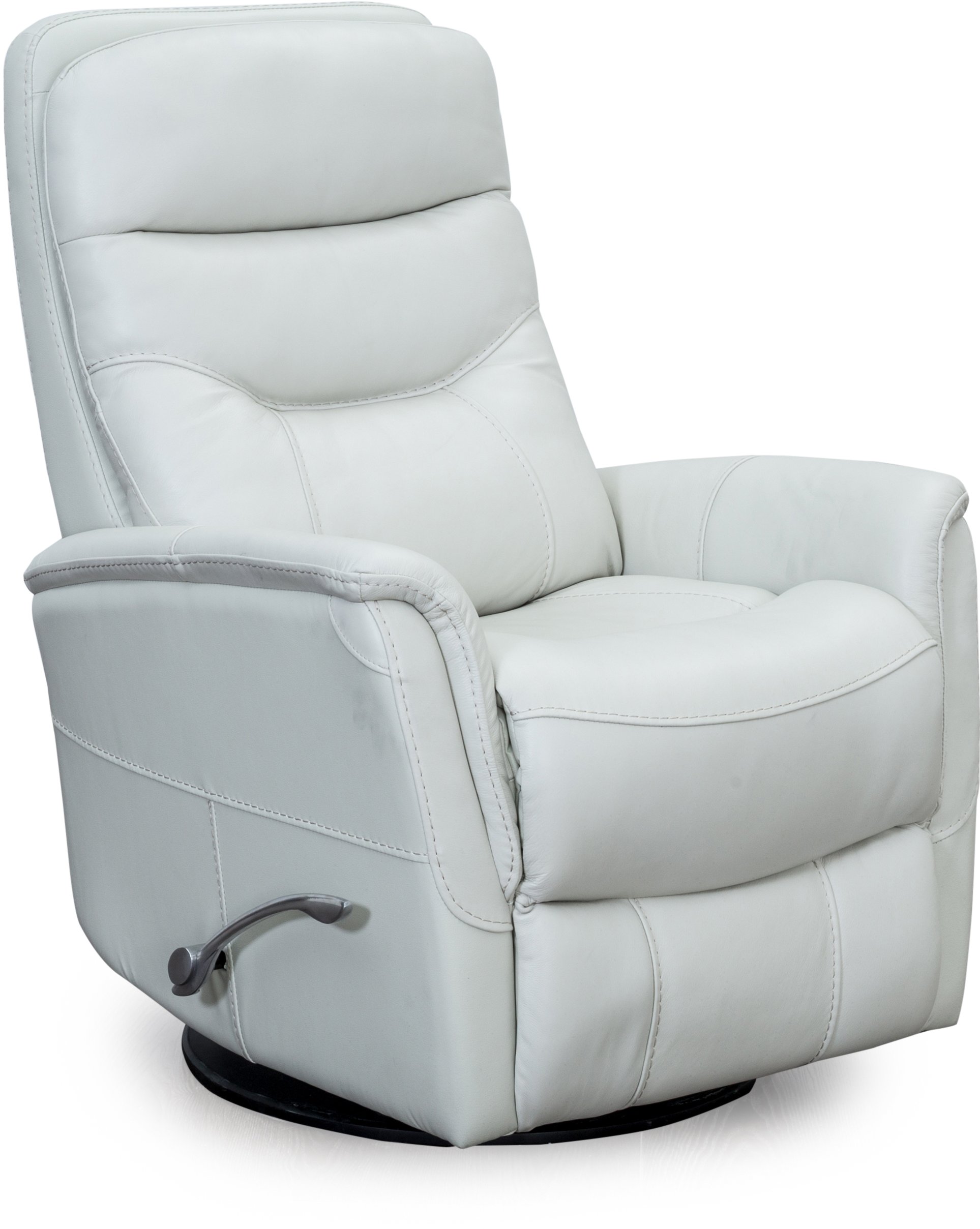 Ice White Leather-Match Swivel Glider Recliner-2