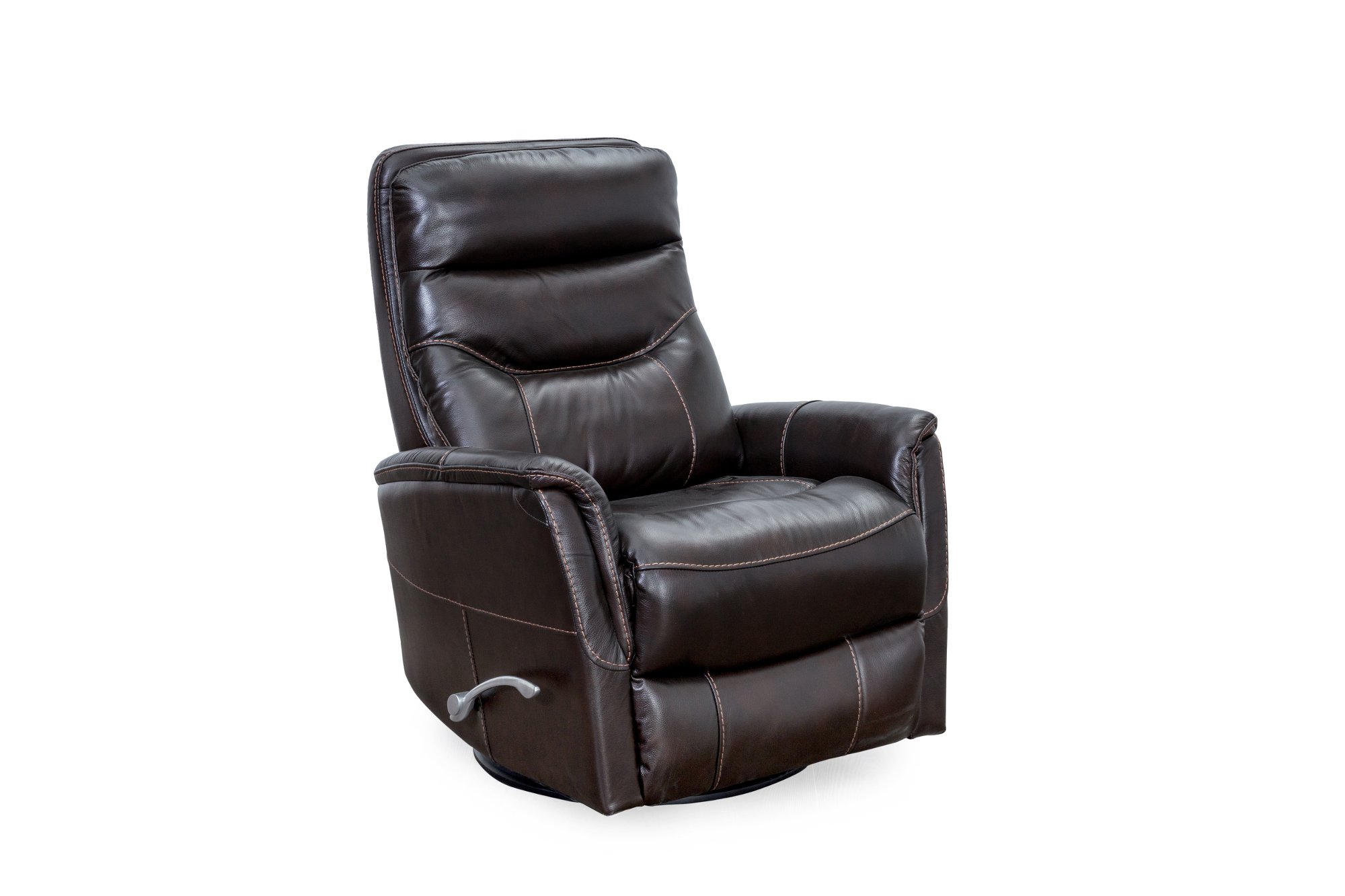 Black Leather-Match Swivel Glider Recliner-2