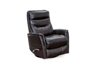 Black Leather-Match Swivel Glider Recliner-2