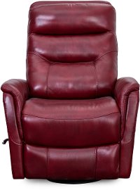 Burgundy Leather-Match Swivel Glider Recliner