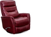 Burgundy Leather-Match Swivel Glider Recliner-2