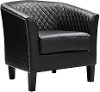 Black Leather-Like Upholstered Barrel Accent Chair - Modern Eclectic