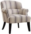 Oatmeal with Blue-Gray Striped Accent Chair