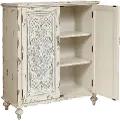 Modern Eclectic Traditional Antique Cream Tin Panel Accent Chest