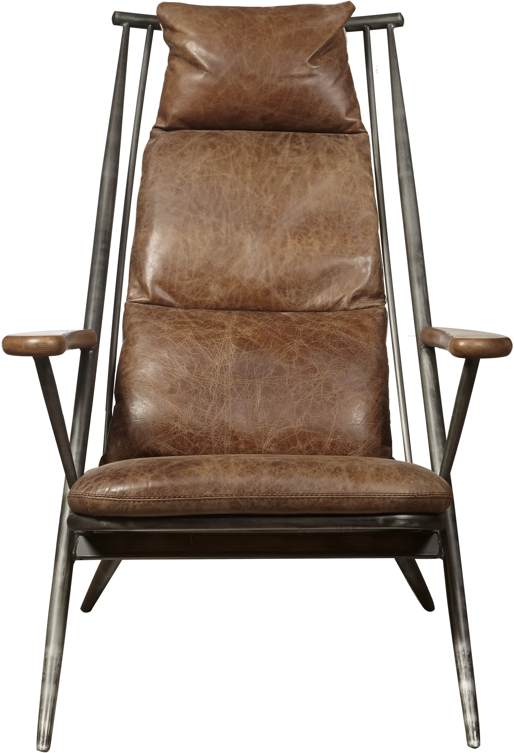 Modern Eclectic Brown Leather Accent Chair-1