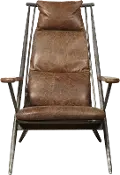 Modern Eclectic Brown Leather Accent Chair