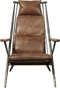 Modern Eclectic Brown Leather Accent Chair-1