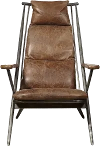 Modern Eclectic Brown Leather Accent Chair
