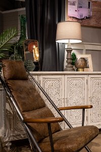 Modern Eclectic Brown Leather Accent Chair-2