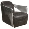 Black Top Grain Leather Accent Chair with Stainless Steel Arms - Modern Eclectic