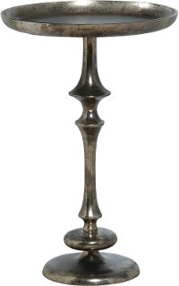 Aluminum Antique Finished Pedestal Accent Table - Modern Eclectic