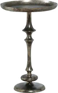 Modern Eclectic Aluminum Antique Finished Pedestal Accent Table