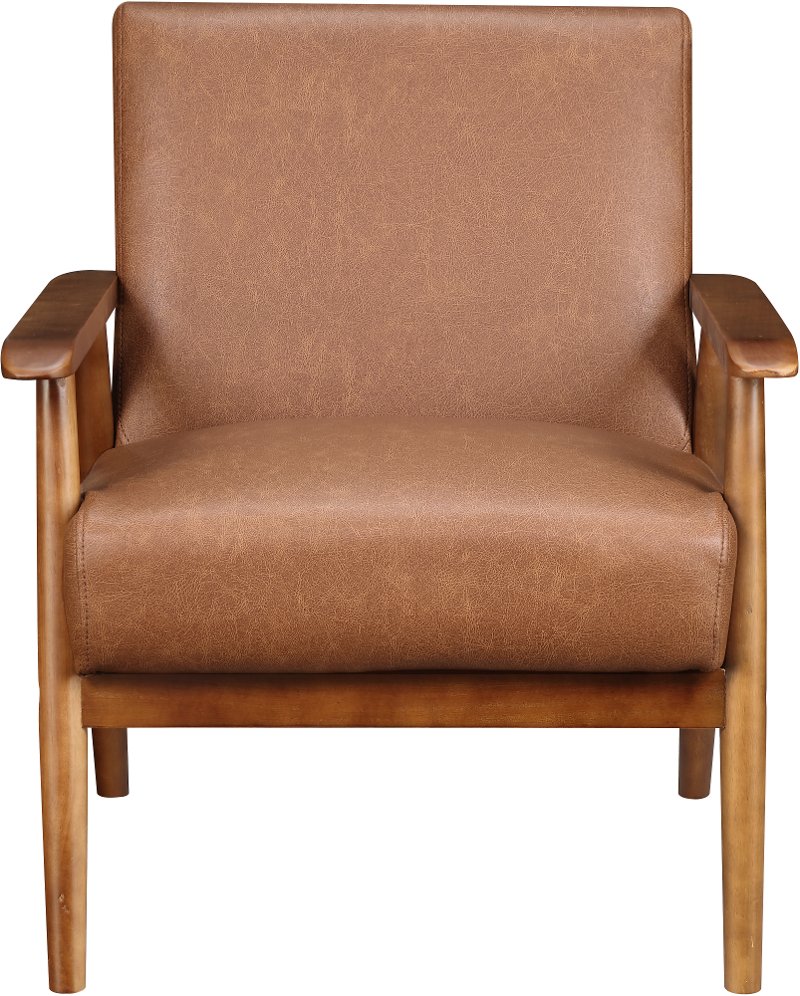 Pulaski Wood Frame Faux Leather Accent Chair Lummus Cognac, Faux Leather Armchair
