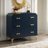 Modern Blue Accent Cabinet with Clipped Corners and Gold Legs