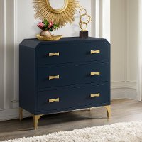Modern Blue Accent Cabinet with Gold Legs - Modern Eclectic