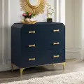 Modern Eclectic Contemporary Blue Accent Cabinet with Gold Legs