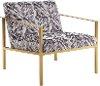 Dark Gray and White Marble Accent Chair with Gold Frame - Modern Eclectic