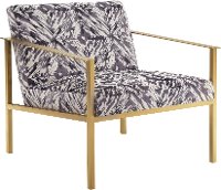 Dark Gray and White Marble Accent Chair with Gold Frame - Modern Eclectic