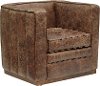 Mocha Brown Leather Tufted Channeled Accent Chair - Modern Eclectic