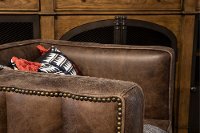 Mocha Brown Leather Tufted Channeled Accent Chair - Modern Eclectic-2